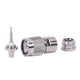 TNC Straight Male Connector to Clamp on RG-58/U and Group C 50 Ohm Nickel/ Silver/ Delrin.