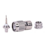 TNC Straight Male Connector to Clamp on RG-58/U and Group C 50 Ohm Nickel/ Silver/ Delrin.