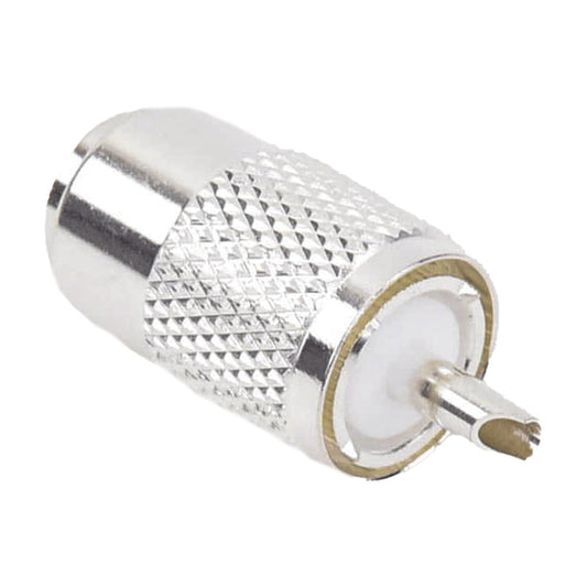UHF Male Connector (PL-259) for RG-8/U, 8237, RG-8U-SYS, 8267, 8268, 9913, RFLASH-1113, 8214, CTN-400, LMR-400 Coaxial Cables, Silver/ Silver/ PTFE.