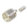 UHF Male connector (PL-259) to crimp on RG-58/U, RG142/U cables.