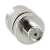 Adaptador recto de Mini UHF hembra a UHF macho (PL-259), níquel/oro/PTFE.