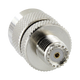 Adaptador recto de Mini UHF hembra a UHF macho (PL-259), níquel/oro/PTFE.