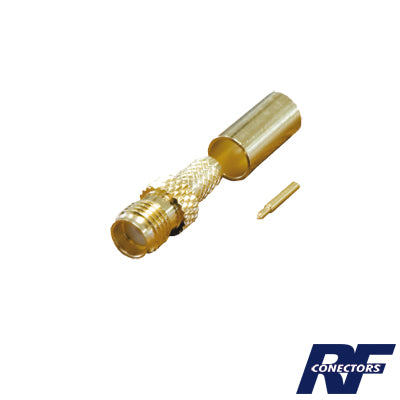 RF INDUSTRIES,LTD Reverse Polarity SMA Female connector to crimp on RG-58 U Cable, Gold  Gold   PTFE.