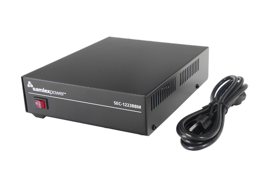 Desktop Switching Power Supply, Commuted Power Supply SAMLEX 13.8 Vdc , Maximum Current 23 A. Circuit for Backup Battery Included