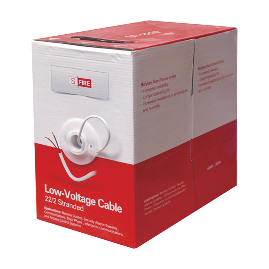 Alarm Cable / 2-Conductor / 22 AWG / 100% Copper / 305 m (1000 ft) Reel / White Jacket