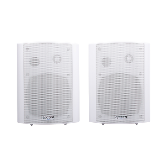 RMS 20Wx2@8ohm Active Wall Mount Speaker plus 20W Passive, ABS body, Metal Grille & Mounting Bracket, 5"+1.5" , White Color