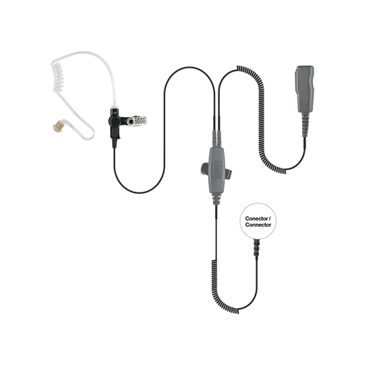 Microphone-Earphone with 2 Wire System with PTT double for  KENWOOD Serie 80/ / 90/ 140/ 180/ NX-200/ /410.