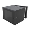 Wall-Mount Swing Cabinet (with Rear Frame) with 19' Rack and 9 Units. Tempered Glass Window.