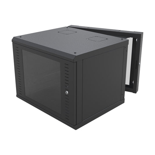 19' 12U Swing-out Wall Mounted Cabinet, Tempered Glass Window