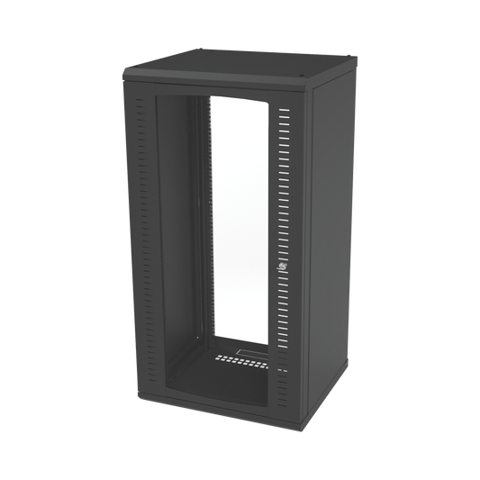 Wall-Mount Cabinet, Tempered Glass Door, Fixed Body with 24U 19" Rack
