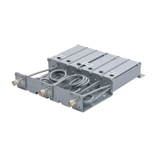 VHF SYSCOM Duplexer, 6 Cavities for 136-148 MHz, 50 Watt, 5 MHz Split, Reject Band, BNC Females.
