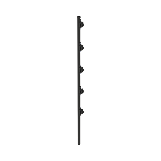 3.9 ft Pole for Electrified Fence, Galvanized Pole 18 Gauge of 1' Diameter with 5 Insulators. Color: black.