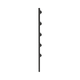 3.9 ft Pole for Electrified Fence, Galvanized Pole 18 Gauge of 1' Diameter with 5 Insulators. Color: black.