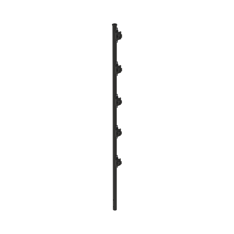 3.9 ft Pole for Electrified Fence, Galvanized Pole 18 Gauge of 1' Diameter with 5 Insulators. Color: black.