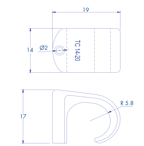 Grapas para conductores redondos, color gris, 14 mm (100 unidades) (3105-00100)
