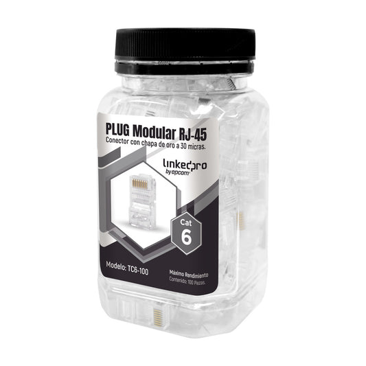 100 Pieces Bottle with Modular Plug RJ45 Cat6 Unshielded, 30 Micron Gold Plated for Extreme Durability