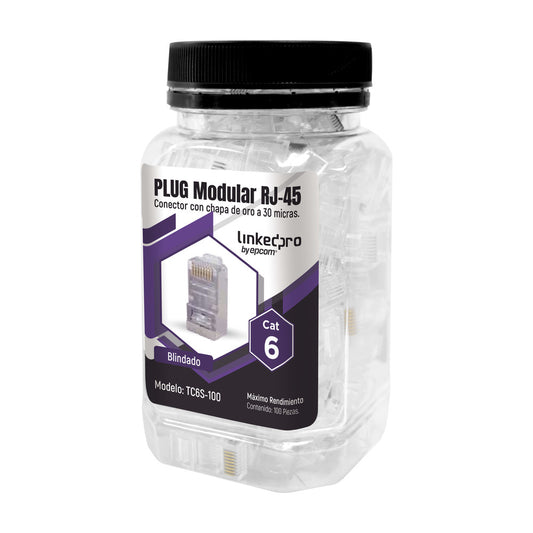 100 Pieces Bottle with Modular Plug RJ45 Cat6 Shielded, 30 microns Gold Plated for Extreme Durability without Ground Pin