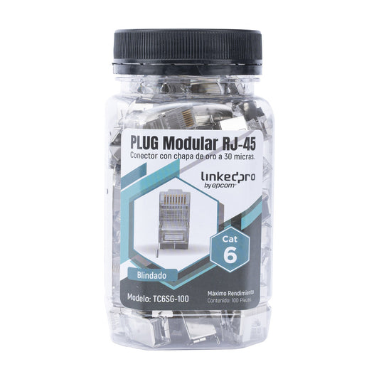 100 Pieces Bottle with Modular Plug RJ45 Cat6 Shielded, 30 Microns Gold Plated for Extreme Durability with Pin to Ground