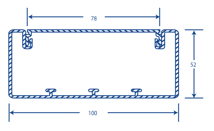 Surface Raceway White, 100 x 52 x 2500mm (5501-01250)