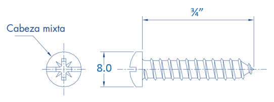 Mixed Screw 8mm x 3/4" for Anchor TP0 (100 pieces) (1392-01201)