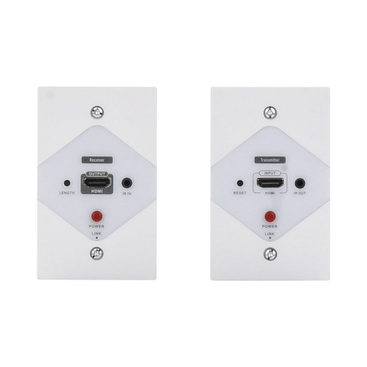 HDMI Extender Kit on WALL PLATES for distances of 40 meters / Resolution 1080P @ 60 Hz / Cat 6/6A/ 7 / HDR / Zero Latency / Supports Remote Control / 2.74 x 4.49' wall plate (US standard size ).