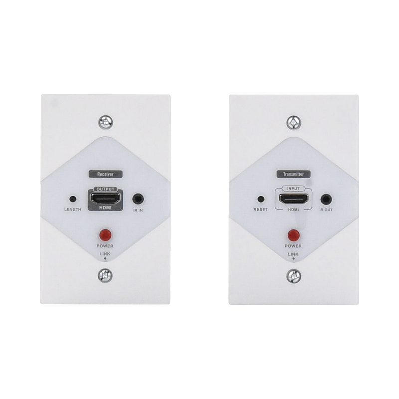 HDMI Extender Kit on WALL PLATES for distances of 40 meters / Resolution 1080P @ 60 Hz / Cat 6/6A/ 7 / HDR / Zero Latency / Supports Remote Control / 2.74 x 4.49' wall plate (US standard size ).