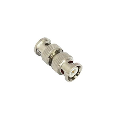 75 Ohm barrel type adapter, from BNC male connector to BNC male, Nickel/ Gold/ PTFE.