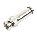 75 Ohm Axial Compression BNC Male Connector for RG-59/U Coaxial Cable, Nickel/ Gold/ PTFE.