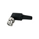 Conector BNC macho de 75 ohmios en ángulo recto con base de plástico de alivio de PVC para cables coaxiales RG-59/RG-6.