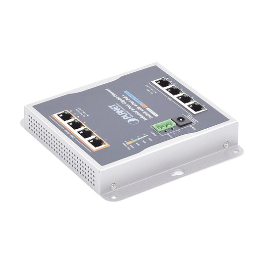 Industrial 8 Gigabit Ports Wall Switch with 4 PoE+ 802.3at Ports 120W and 4 Ethernet Gigabit