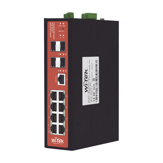 Managed Industrial PoE Switch, Ports 1-2 : 24V Passive/48V 802.3 af/at PoE 30W, Ports 3-4: 802.3 af/at/bt PoE 60W, Ports 5-8: 802.3 af/at PoE 30W