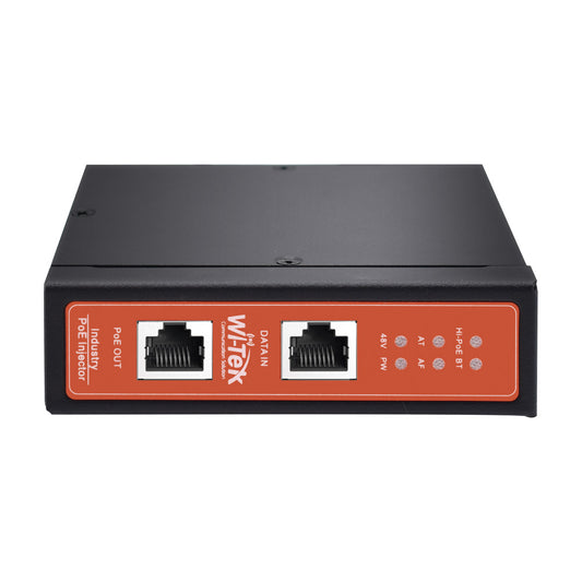 Industrial PoE Injector, PoE Output Up to 90W, Metal Housing, DIN Rail Mount, CCTV Applications