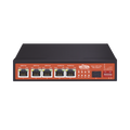 Solar Powered 6-Port Gigabit PoE Switch with Controller for Solar Panels and Batteries, 6kV Protection, and Extreme Temperature Range for Outdoor Cabinet Installations