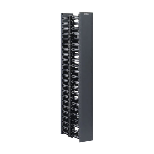 NetRunner&trade; Vertical Dual-Sided Manager, for Open Rack, 45RU, 4.9 in. Wide, Black