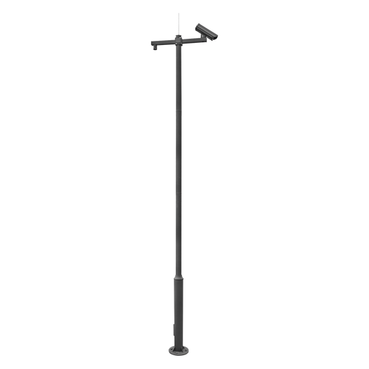 Specialized sectioned pole for the installation of video surveillance, includes foundation base, bracket for PTZ camera.