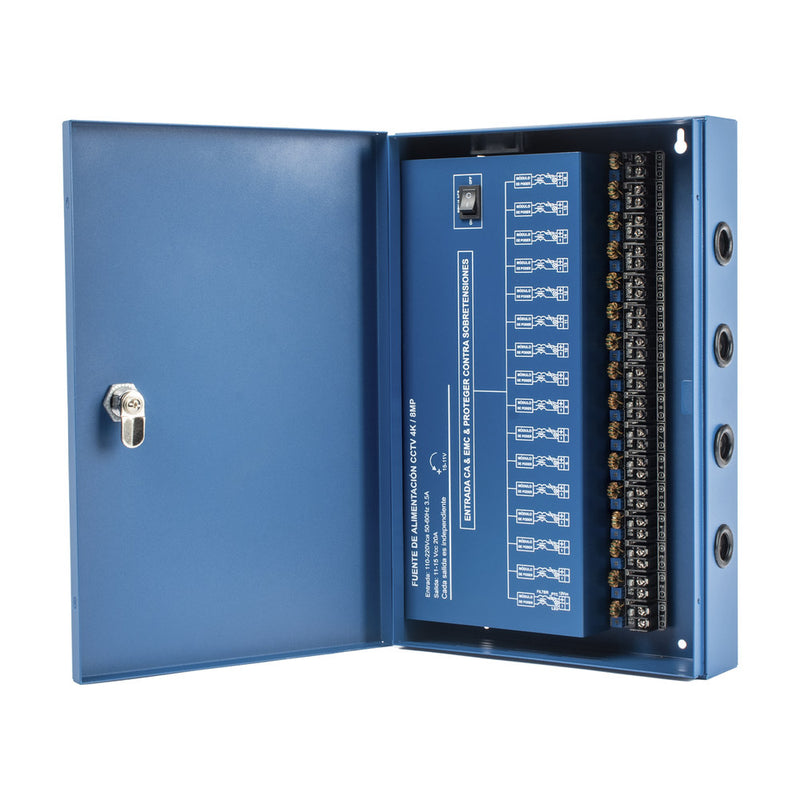 Professional HEAVY DUTY Power Supply @ 20 Amps / 16 Channels / Up to 1.25 Amps per Output / Independent Adjustment from 11 to 15 Vdc per Output / Overload Protection / Noise Filter per Channel / Recommended for 4K Cameras / UL Certified