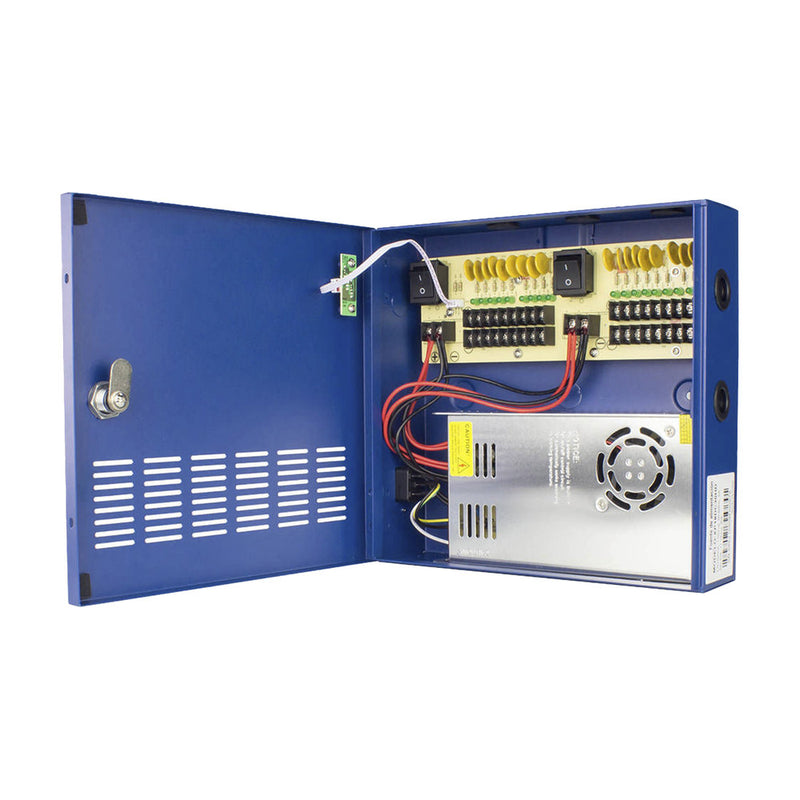 Professional HEAVY DUTY Power Supply @ 30 Amps / 18 channels / Up to 2.5 Amps by channel Output / Overload Protection / Noise Filter per Channel / UL Certified