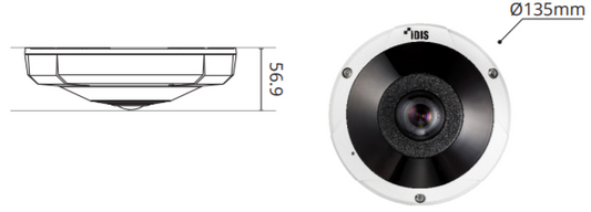 IP Fisheye 5MP |  Micro SD | Two-Way Audio | Alarm I/O | PoE 802.3AF | IR LED 20 M | WDR | Day/Night (ICR) | IK10/IP67 | NDAA Compliance